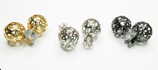 Metallgitternetz Doppelkugel-Ohrstecker